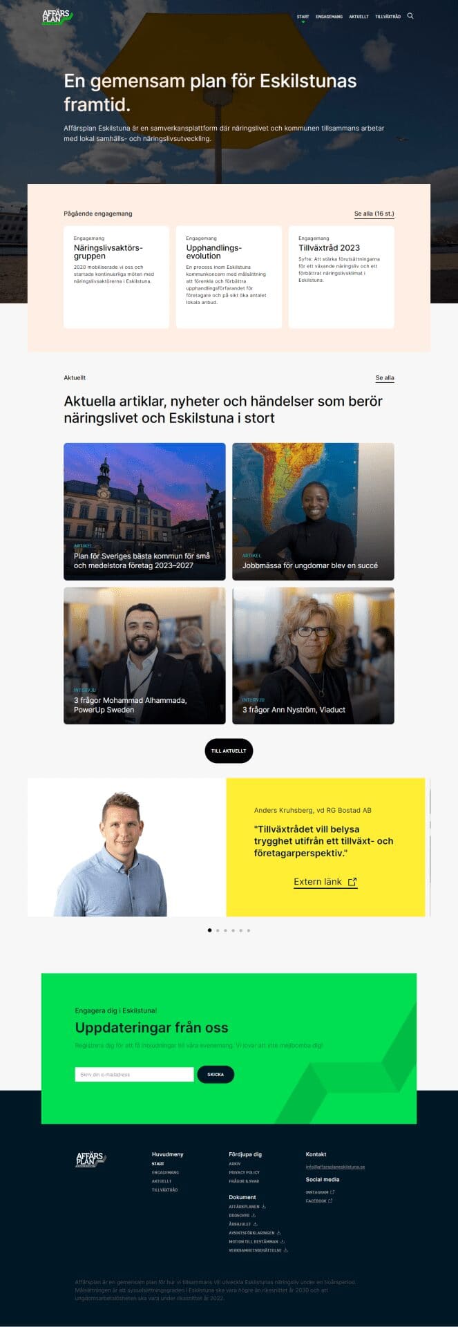 Affärsplan Eskilstuna homepage