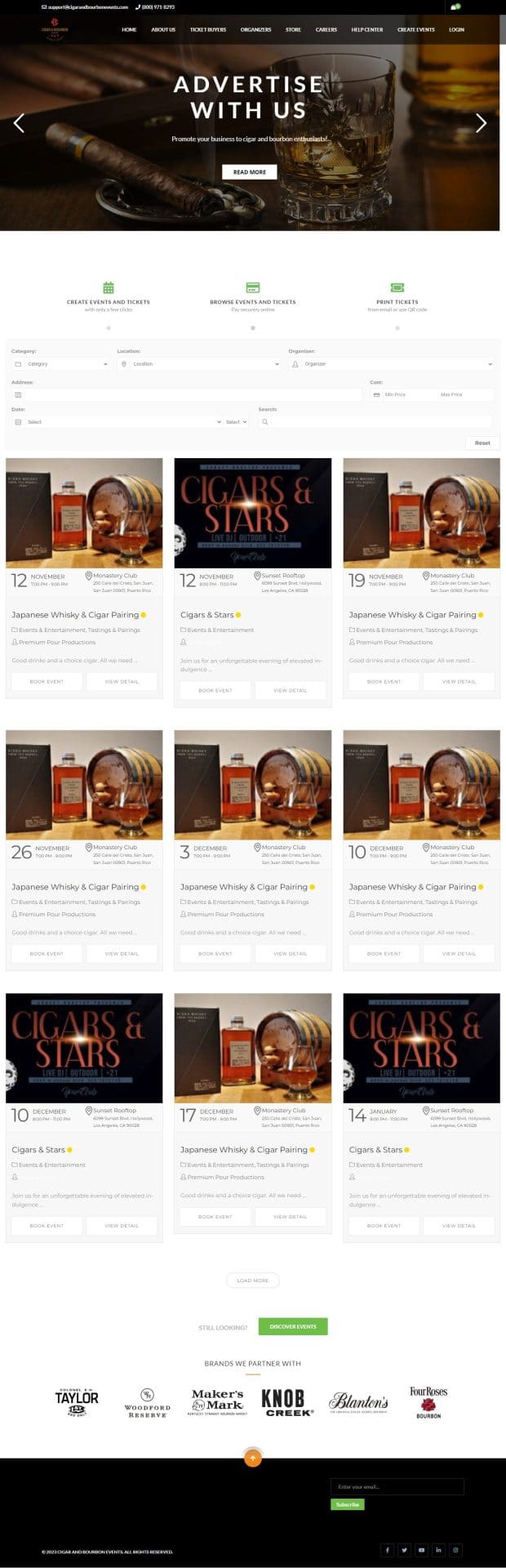 Cigar & Bourbon Events homepage